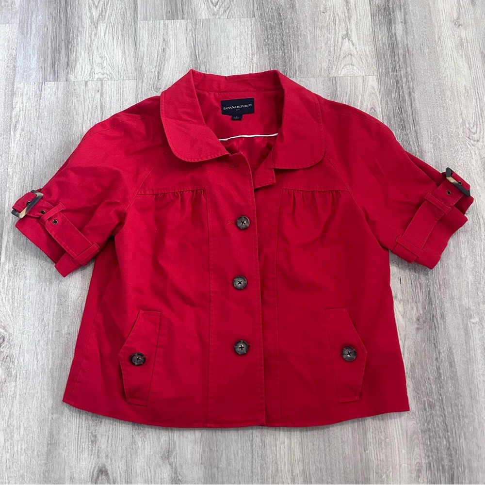Banana Republic  Red Swing Coat 1/2 Sleeve Women’s L Career Old Money Elegant